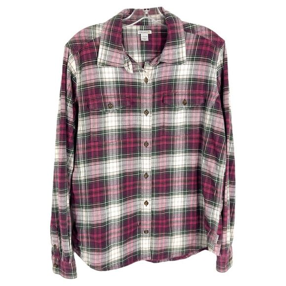 Carhartt Large 12 14 Top Flannel Button Down Shirt‎ Red Green White Cotton 1230 - Picture 1 of 10